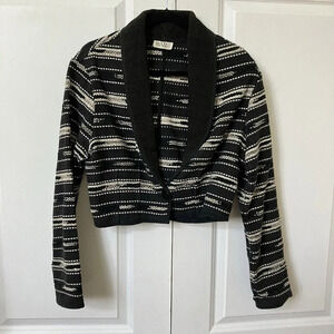 Vintage Snazzie Woven Stripe Cotton SW Western Black White Cropped Jacket Blazer